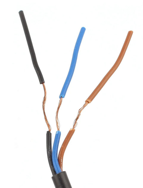 Disconnected wires of E30 R4PA Workhorse Photoelectric Switch With Reflector, showcasing 3-wire PNP NO sensor setup.
