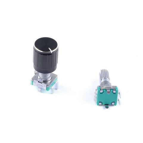 5 Pack 360 Degree Rotary Encoder Code Switch Digital Potentiometer with Push Button and 5 Pins, Knob Caps Included, for Arduino