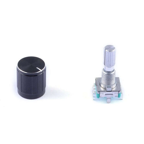 5 Pack 360 Degree Rotary Encoder Code Switch Digital Potentiometer With Push Button And 5 Pins, Knob Caps Included image