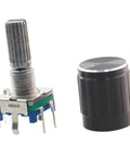 EC11 Rotary Encoder with Push Button 360 Degree 5 Pins and Knob Cap for DIY Audio Projects plum blossom handle