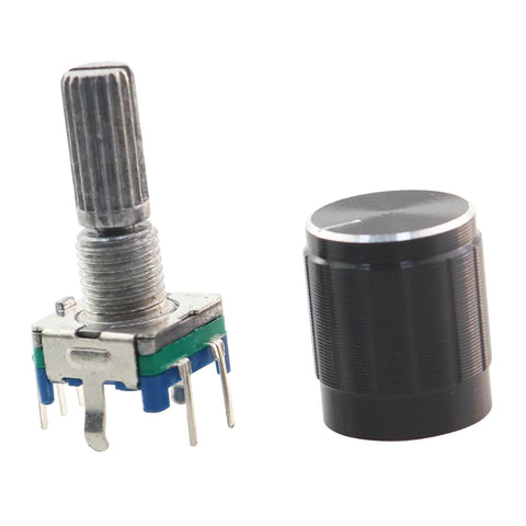 EC11 Rotary Encoder with Push Button 360 Degree 5 Pins and Knob Cap for DIY Audio Projects plum blossom handle