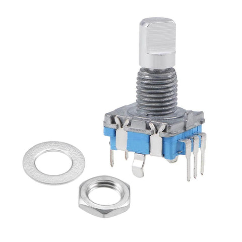 Close-up of 360 Degree Rotary Encoder With Code Switch Digital Potentiometer 5 Pins 15mm D Shaft Pack Of 10 for DIY projects