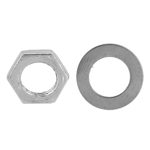 Metal washer and nut from EC11 Rotary Encoder Kit, 10 Pack, 5 Pin, shown to demonstrate components for DIY electronic prototyping.