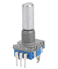 EC11 Rotary Encoder Kit, 10 Pack, 360 Degree Rotation Digital Potentiometer With Switch, 5 Pin, metal shaft, side view