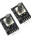 Two Pack KY 040 Rotary Encoder Modules For Arduino Raspberry Pi And STM32 Development Boards, showing two 360° incremental encoders.