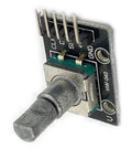 Close-up of a KY 040 rotary encoder module with pins for Arduino, fits Two Pack KY 040 Rotary Encoder Modules For Arduino Raspberry Pi And STM32 Development Boards 360 Degree Incremental Encoders With 20 Pulses Per Revolution EMD 2P Compatible Easy Plug And Play Sensor Kit For Hobbyists And Makers