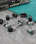 Five Pack KY-040 Rotary Encoder Modules with Aluminum Knob Caps 360 Degree Rotation 15 x 16.5 Mm Size Black Finish Kit