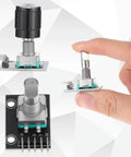 Five Pack KY-040 Rotary Encoder Modules With Aluminum Knob Caps 360 Degree Rotation 15 x 16.5 Mm Size Black Finish