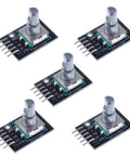 Five KY-040 Rotary Encoder Modules for Arduino AVR PIC STM32, 5V Digital Incremental Encoders for precise motion control and DIY projects.