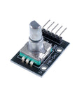 KY-040 Rotary Encoder Module for Arduino AVR PIC STM32 Raspberry Pi 5V, showing metal shaft and pin connectors on black PCB