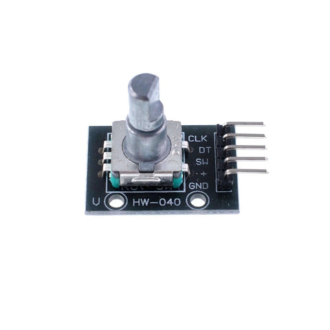 KY-040 Rotary Encoder Module for Arduino AVR PIC STM32 Raspberry Pi 5V, top view showing digital incremental encoder components.