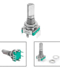 10 Pack 360 Degree Rotary Encoder Switches With Push Button For EC11 Potentiometer, metal construction, 15mm shaft