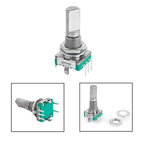 10 Pack 360 Degree Rotary Encoder Switches With Push Button For EC11 Potentiometer, metal construction, 15mm shaft