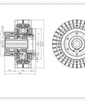Technical drawing of External Rotary Magnetic Particle Brake for Industrial Machinery, FLS-1 Series 10 Kg Capacity, detailed schematic view.