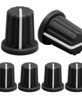 6 Pack 6mm D Type Potentiometer Knobs For 6mm Shafts Rubber Grip Guitar Volume Rotary Knobs Replacement For Encoders Black