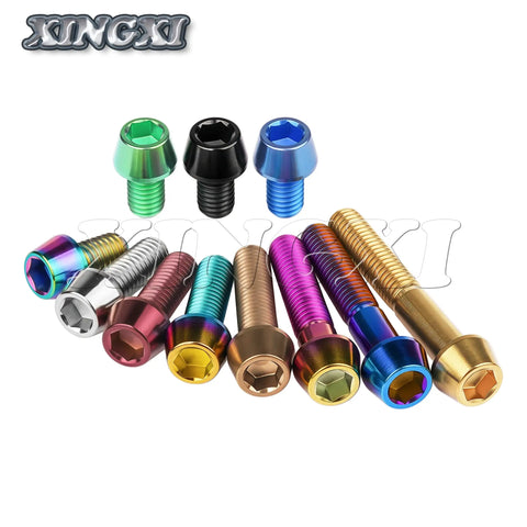 Titanium M6 Allen Head Bolts Taper Head Screws 10mm to 65mm Bike Brake Headset Fasteners in various colors