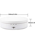 5.4 inch motorized rotating display stand with USB port and control buttons, 138mm diameter, 35mm height, for showcasing products