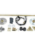 740mm Go Kart Rear Axle Kit Complete with Brake Assembly and T8F Chain Sprocket components displayed on a white background