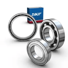 Three SKF 61913 Deep Groove Ball Bearings with box, designed for industrial machinery, heavy-duty applications, low maintenance.