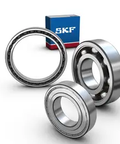 SKF W 61900 2Z Deep Groove Ball Bearing with packaging, precision part for machinery, shown in three angles.