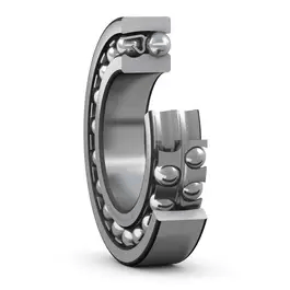 SKF 2313 K C3 Self Aligning Ball Bearing for Industrial Machinery, showing angled view with balls and outer ring visible.