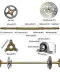 Diagram of 740mm Go Kart Rear Axle Kit Complete with Brake Assembly and T8F Chain Sprocket for DIY Go Kart Quad Trike and Golf Cart Build