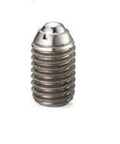 Side view of M8 15mm Length - Stainless Steel Miniature Spinning Ball Plunger Japan with threaded stainless steel body.