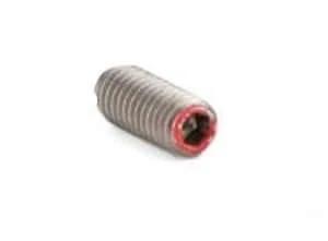 M4 9mm Length - Stainless Steel Miniature Spinning Ball Plunger Japan, side view showing coarse threads and red tip