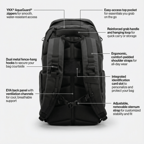 Pickleball Court Caddy Pickleball Bag, Premium Modular Backpack with 4 Paddle Capacity, Laptop Sleeve, Rapid Grab Ball Pockets & Lifetime Warranty