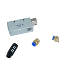 Pneumatic Vacuum Generator With Silencer for Industrial Automation and Robotics with CNC threads and durable aluminum alloy build.
