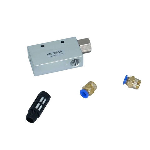 Pneumatic Vacuum Generator With Silencer for Industrial Automation and Robotics with CNC threads and durable aluminum alloy build.