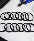 Must Have 12 Pack Silicone Sink Drain Gasket Set With Slip Joint Washers displayed on a concrete surface