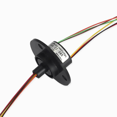Six Channel Slip Ring With Carbon Brush Conductive Ring, 22Mm Diameter, 250Mm Wire Length, 2A Rating, Gold Contacts, AWG28 Silver Plated Teflon UL