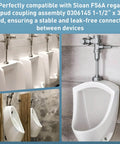Regal Spud Coupling Assembly F-56-A For Flushometer Valves 1-1/2 Inch By 3 Inch installed in a restroom urinal setup