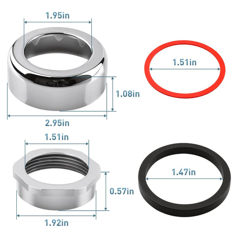Dimensions of components in Regal Spud Coupling Assembly F-56-A For Flushometer Valves 1-1/2 Inch By 3 Inch Replacement Part