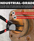 4 Piece Snap Ring Pliers Kit 7 Inch Internal And External Circlip Pliers Set with CR-V Steel in use on machinery