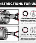 Instructions for using 4 Piece Snap Ring Pliers Kit 7 Inch Internal And External Circlip Pliers Set with diagrams for axles and holes.