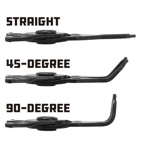 All In One Snap Ring Pliers Set With Five Interchangeable Jaws for internal external rings showing straight, 45 degree, 90 degree angles