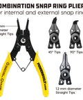 All In One Snap Ring Pliers Set With Five Interchangeable Jaws for internal and external rings