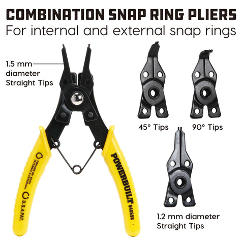 All In One Snap Ring Pliers Set With Five Interchangeable Jaws for internal and external rings