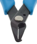 Close-up of Split Ring Pliers 496 with curved catch tip and blue non-slip Xuro grips for secure grasp and easy open.