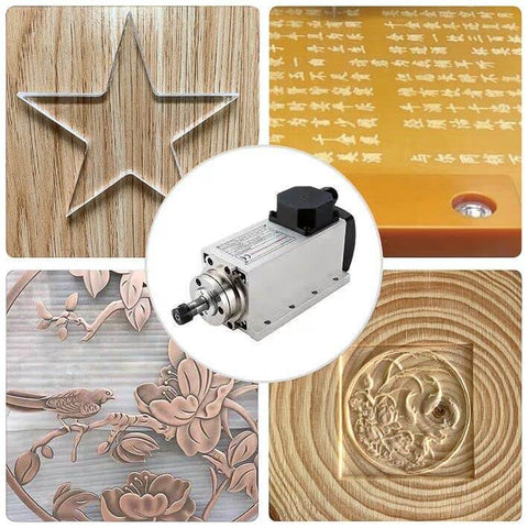 Square Air Cooled CNC Spindle Motor 110V 2.2KW 24000RPM ER20 Collet with engraving samples