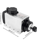 Square Air Cooled CNC Spindle Motor 110V 2.2KW 24000RPM ER20 Collet 6mm with Four Bearings for CNC Router shown with dimensions