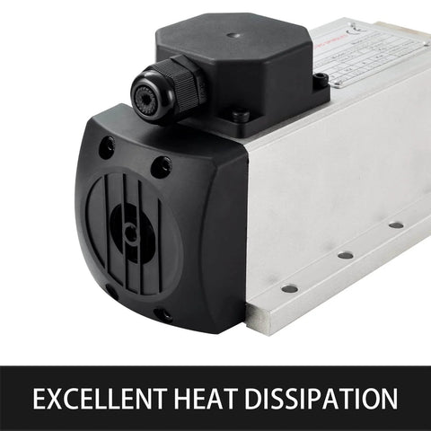 Square Air Cooled CNC Spindle Motor 110V 2.2KW 24000RPM ER20 Collet 6mm with Four Bearings, front view, black casing