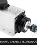 Square Air Cooled CNC Spindle Motor 110V 2.2KW 24000RPM ER20 Collet 6mm with Four Bearings and Dynamic Balance Technology