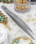 Split Ring Tweezers For Jewelry Making And Beading, Stainless Steel, 4.75 Inch Curved Precision Tip Makes It Easy To Open Tight Split Rings