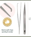 Split Ring Tweezers For Jewelry Making And Beading, Stainless Steel, 4.75 Inch Curved Precision Tip Makes It Easy To Open Tight Split Rings