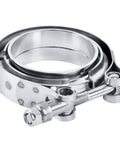 Stainless steel 2.0 Inch V Band Clamp with Flange for easy install, showing even pressure seal and M8x1.25 T bolt, automotive use.