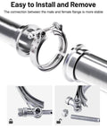 2.0 Inch V Band Clamp With Flange Stainless Steel For Easy Install And Removal shown with male to female flange connection.