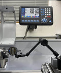 Three Axis DRO RPM LCD Digital Readout With 7 Inch Screen installed on a lathe, showing position data for milling and drilling.